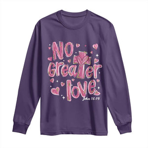 Christian Religious God Valentine's Day Long Sleeve Shirt No Greater Love Bible Verse TS11 Purple Print Your Wear