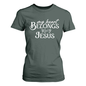 My Heart Belongs To Jesus T Shirt For Women Christian Religious God Valentine's Day TS11 Dark Forest Green Print Your Wear