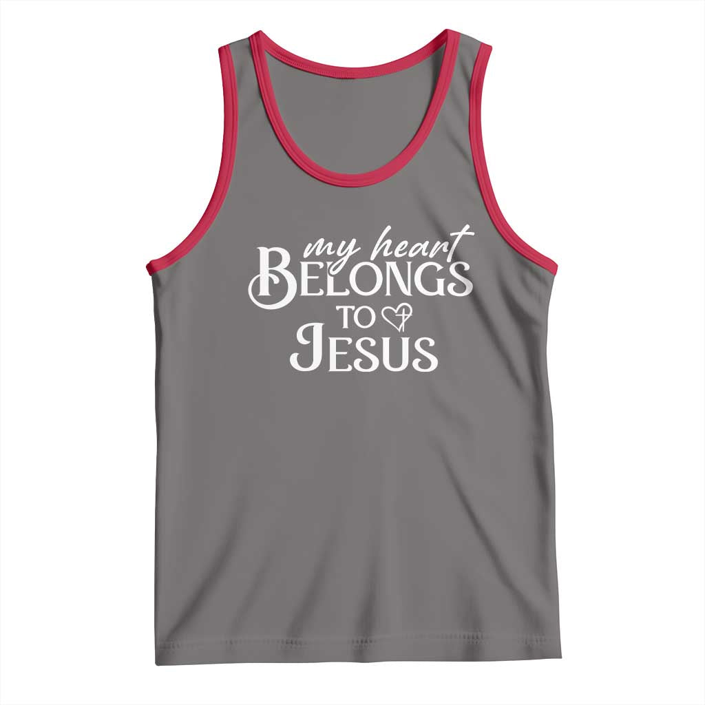 My Heart Belongs To Jesus Tank Top Christian Religious God Valentine's Day TS11 Deep Heather Red Print Your Wear