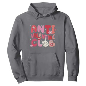 Funny Anti Valentine Club Hoodie Retro Anti Valentine's Day Middle Finger TS11 Charcoal Print Your Wear