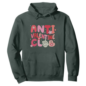 Funny Anti Valentine Club Hoodie Retro Anti Valentine's Day Middle Finger TS11 Dark Forest Green Print Your Wear