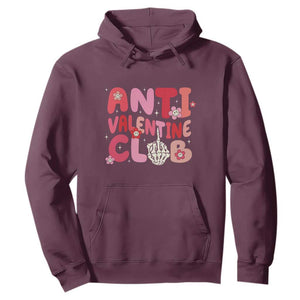 Funny Anti Valentine Club Hoodie Retro Anti Valentine's Day Middle Finger TS11 Maroon Print Your Wear