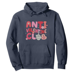 Funny Anti Valentine Club Hoodie Retro Anti Valentine's Day Middle Finger TS11 Navy Print Your Wear