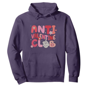 Funny Anti Valentine Club Hoodie Retro Anti Valentine's Day Middle Finger TS11 Purple Print Your Wear