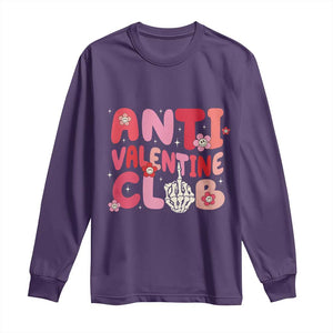 Funny Anti Valentine Club Long Sleeve Shirt Retro Anti Valentine's Day Middle Finger TS11 Purple Print Your Wear