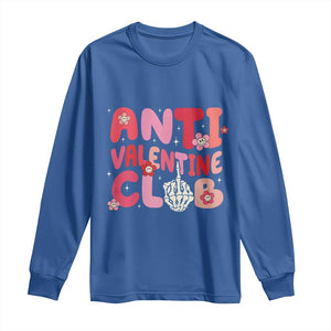 Funny Anti Valentine Club Long Sleeve Shirt Retro Anti Valentine's Day Middle Finger TS11 Royal Blue Print Your Wear