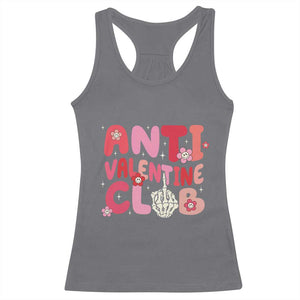 Funny Anti Valentine Club Racerback Tank Top Retro Anti Valentine's Day Middle Finger TS11 Charcoal Print Your Wear