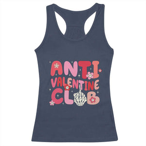 Funny Anti Valentine Club Racerback Tank Top Retro Anti Valentine's Day Middle Finger TS11 Navy Print Your Wear