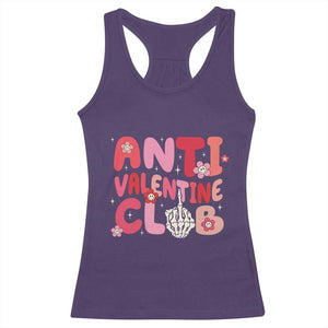 Funny Anti Valentine Club Racerback Tank Top Retro Anti Valentine's Day Middle Finger TS11 Purple Print Your Wear