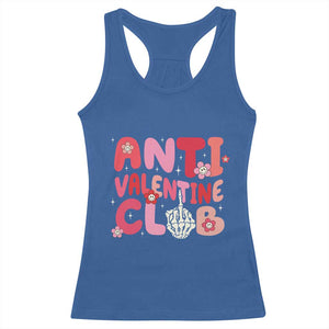 Funny Anti Valentine Club Racerback Tank Top Retro Anti Valentine's Day Middle Finger TS11 Royal Blue Print Your Wear