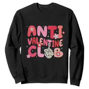 Funny Anti Valentine Club Sweatshirt Retro Anti Valentine's Day Middle Finger TS11 Black Print Your Wear