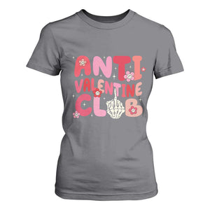 Funny Anti Valentine Club T Shirt For Women Retro Anti Valentine's Day Middle Finger TS11 Charcoal Print Your Wear