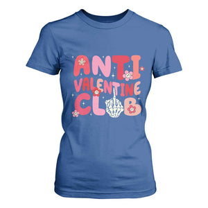 Funny Anti Valentine Club T Shirt For Women Retro Anti Valentine's Day Middle Finger TS11 Royal Blue Print Your Wear