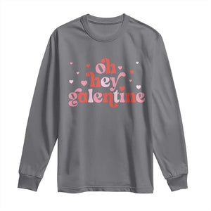 Funny Galentine's Day Long Sleeve Shirt Oh Hey Galentine Retro Heart TS11 Charcoal Print Your Wear