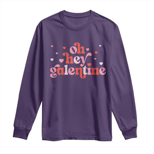 Funny Galentine's Day Long Sleeve Shirt Oh Hey Galentine Retro Heart TS11 Purple Print Your Wear