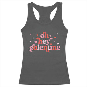 Funny Galentine's Day Racerback Tank Top Oh Hey Galentine Retro Heart TS11 Dark Heather Print Your Wear