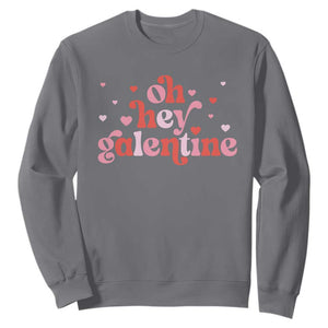 Funny Galentine's Day Sweatshirt Oh Hey Galentine Retro Heart TS11 Charcoal Print Your Wear