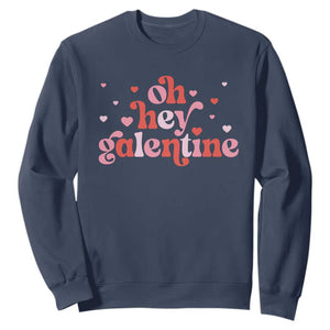 Funny Galentine's Day Sweatshirt Oh Hey Galentine Retro Heart TS11 Navy Print Your Wear