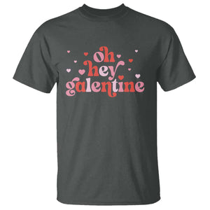 Funny Galentine's Day T Shirt Oh Hey Galentine Retro Heart TS11 Dark Heather Print Your Wear