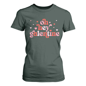 Funny Galentine's Day T Shirt For Women Oh Hey Galentine Retro Heart TS11 Dark Forest Green Print Your Wear