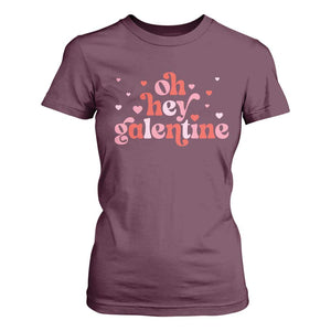 Funny Galentine's Day T Shirt For Women Oh Hey Galentine Retro Heart TS11 Maroon Print Your Wear