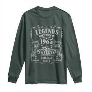 Funny Birthday Legends Were Born In 1965 Long Sleeve Shirt Vintage BDay Father's Day TS11 Dark Forest Green Print Your Wear