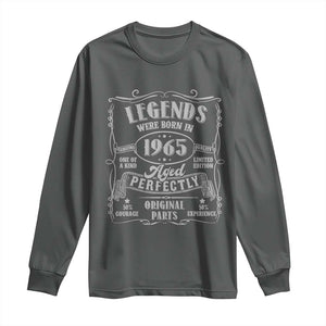 Funny Birthday Legends Were Born In 1965 Long Sleeve Shirt Vintage BDay Father's Day TS11 Dark Heather Print Your Wear