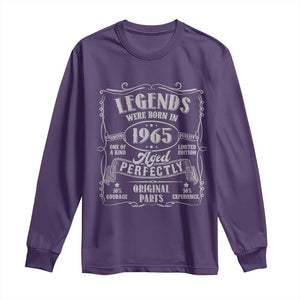 Funny Birthday Legends Were Born In 1965 Long Sleeve Shirt Vintage BDay Father's Day TS11 Purple Print Your Wear