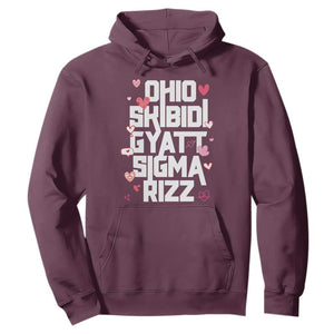 Funny Skibidi Rizz Gyatt Ohio Sigma Valentine's Day Hoodie TS11 Maroon Print Your Wear