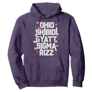 Funny Skibidi Rizz Gyatt Ohio Sigma Valentine's Day Hoodie TS11 Purple Print Your Wear