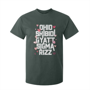 Funny Skibidi Rizz Gyatt Ohio Sigma Valentine's Day T Shirt For Kid TS11 Dark Forest Green Print Your Wear