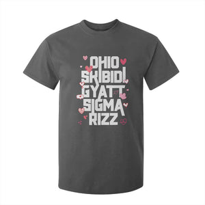 Funny Skibidi Rizz Gyatt Ohio Sigma Valentine's Day T Shirt For Kid TS11 Dark Heather Print Your Wear