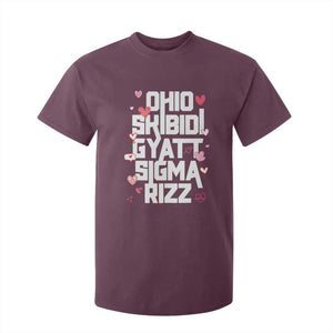 Funny Skibidi Rizz Gyatt Ohio Sigma Valentine's Day T Shirt For Kid TS11 Maroon Print Your Wear