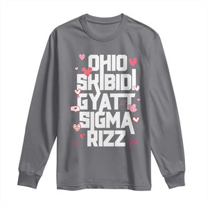 Funny Skibidi Rizz Gyatt Ohio Sigma Valentine's Day Long Sleeve Shirt TS11 Charcoal Print Your Wear