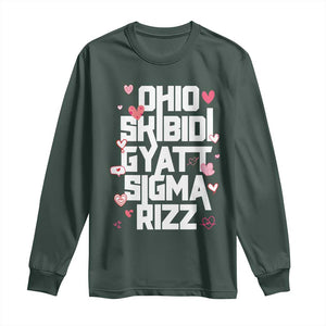 Funny Skibidi Rizz Gyatt Ohio Sigma Valentine's Day Long Sleeve Shirt TS11 Dark Forest Green Print Your Wear