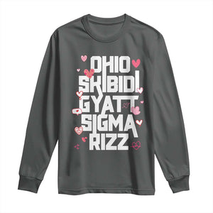 Funny Skibidi Rizz Gyatt Ohio Sigma Valentine's Day Long Sleeve Shirt TS11 Dark Heather Print Your Wear