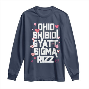 Funny Skibidi Rizz Gyatt Ohio Sigma Valentine's Day Long Sleeve Shirt TS11 Navy Print Your Wear