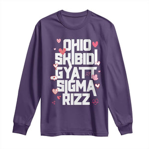 Funny Skibidi Rizz Gyatt Ohio Sigma Valentine's Day Long Sleeve Shirt TS11 Purple Print Your Wear