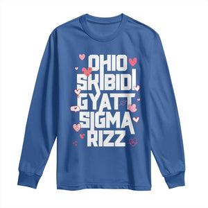 Funny Skibidi Rizz Gyatt Ohio Sigma Valentine's Day Long Sleeve Shirt TS11 Royal Blue Print Your Wear