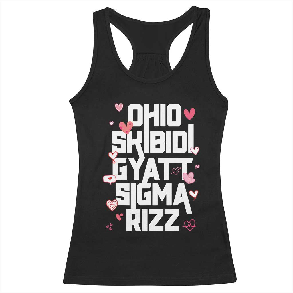 Funny Skibidi Rizz Gyatt Ohio Sigma Valentine's Day Racerback Tank Top TS11 Black Print Your Wear