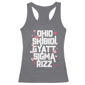 Funny Skibidi Rizz Gyatt Ohio Sigma Valentine's Day Racerback Tank Top TS11 Charcoal Print Your Wear