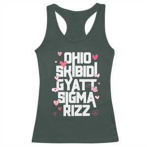 Funny Skibidi Rizz Gyatt Ohio Sigma Valentine's Day Racerback Tank Top TS11 Dark Forest Green Print Your Wear