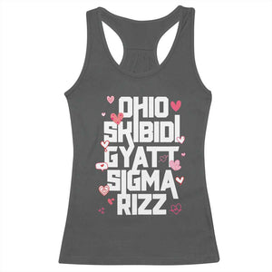 Funny Skibidi Rizz Gyatt Ohio Sigma Valentine's Day Racerback Tank Top TS11 Dark Heather Print Your Wear