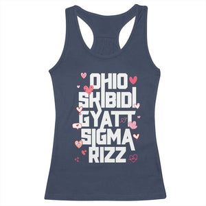 Funny Skibidi Rizz Gyatt Ohio Sigma Valentine's Day Racerback Tank Top TS11 Navy Print Your Wear