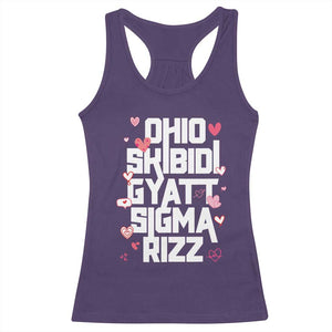 Funny Skibidi Rizz Gyatt Ohio Sigma Valentine's Day Racerback Tank Top TS11 Purple Print Your Wear