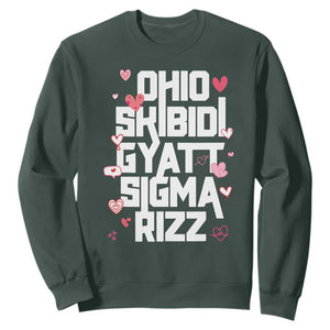 Funny Skibidi Rizz Gyatt Ohio Sigma Valentine's Day Sweatshirt TS11 Dark Forest Green Print Your Wear