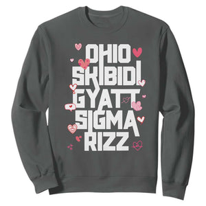 Funny Skibidi Rizz Gyatt Ohio Sigma Valentine's Day Sweatshirt TS11 Dark Heather Print Your Wear