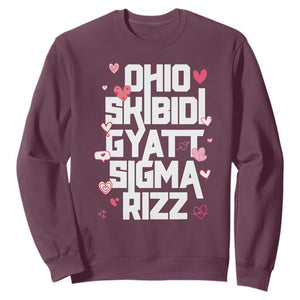 Funny Skibidi Rizz Gyatt Ohio Sigma Valentine's Day Sweatshirt TS11 Maroon Print Your Wear