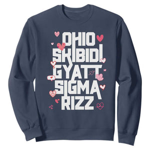 Funny Skibidi Rizz Gyatt Ohio Sigma Valentine's Day Sweatshirt TS11 Navy Print Your Wear