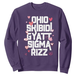 Funny Skibidi Rizz Gyatt Ohio Sigma Valentine's Day Sweatshirt TS11 Purple Print Your Wear